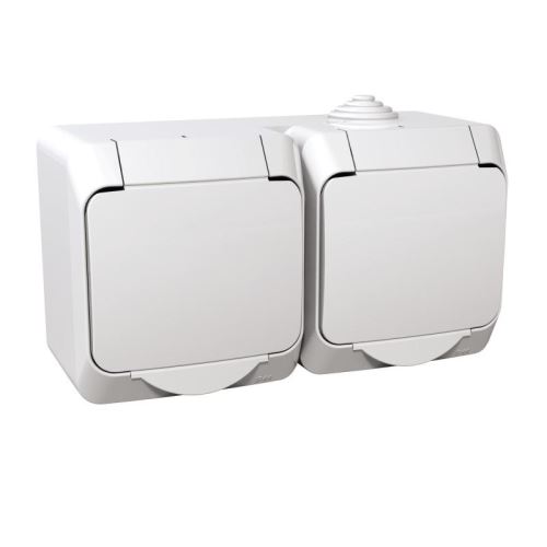 Cedar Plus zásuvka SCHUKO 2-násobná IP44 bílá