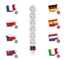 Samostatná 6 zásuvka s vypínačem, bílá (2)