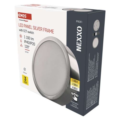 LED prisadené svietidlo NEXXO, kruhové, strieborné, 12,5W, so zmenou CCT
