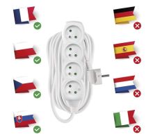 Predlžovací kábel - 4 zásuvky, 10m, biely (4)