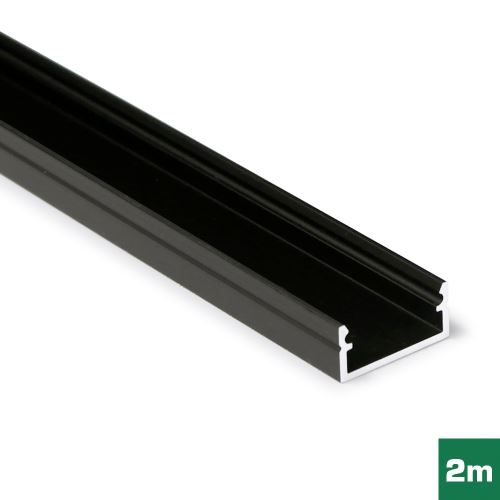 AL profil FKU13 J / S pre LED, bez plexi, 2m, čierny elox