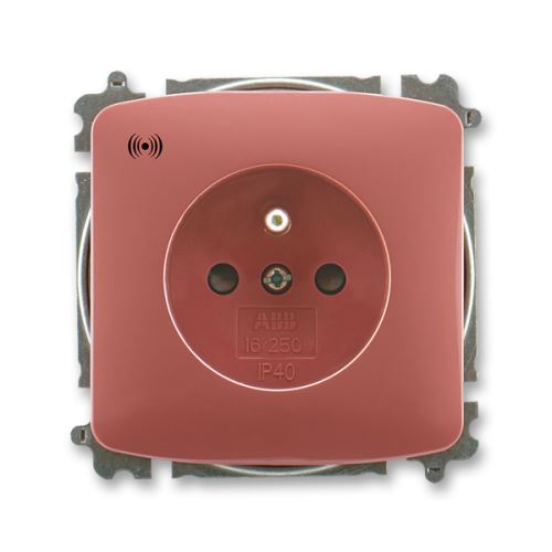 Zásuvka jednonásobná s přepěťovou ochranou s akustickou signalizací, vřesová červená, ABB Tango 5589A-A02357 R2