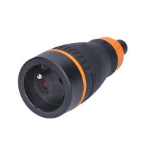 Solight zásuvka do vlhka, přímá, IP40, černá-oranžová