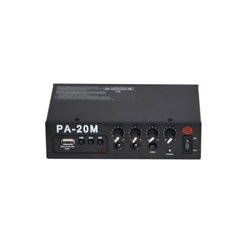 Zosilňovač SHOW PA-20M, 20W/4Ω, prehrávač MP3