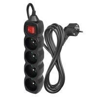 Prodlužovací kabel s vypínačem 4 zásuvky 3m, černý (1)