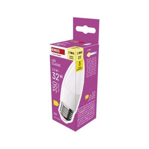 LED žiarovka Classic sviečka / E27 / 2,5 W (32 W) / 350 lm / teplá biela