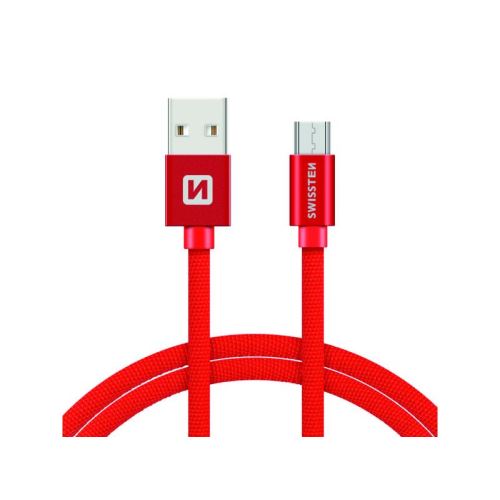 Kábel SWISSTEN USB/Micro USB 1,2m červený