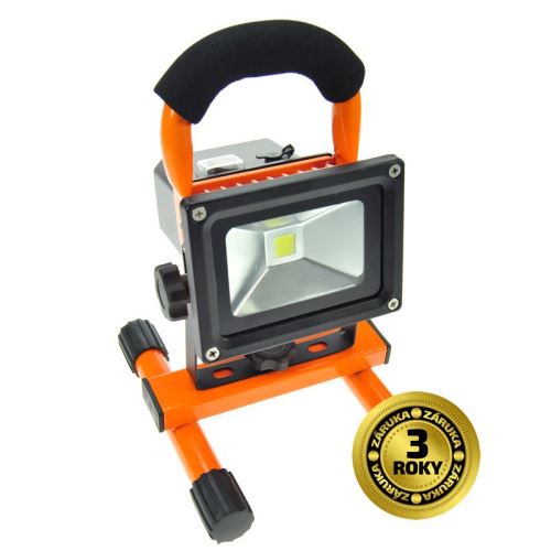 Solight LED reflektor 10W, prenosný, nabíjací, 700l, oranžovo-čierny