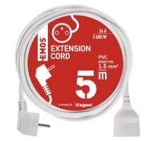 Prodlužovací kabel 5 m / 1 zásuvka / bílý / PVC / 1,5 mm2 (2)