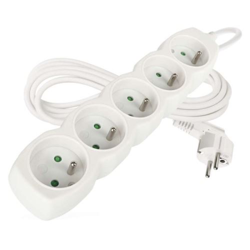 Prodlužovací kabel 5 zásuvek 3m, bílý