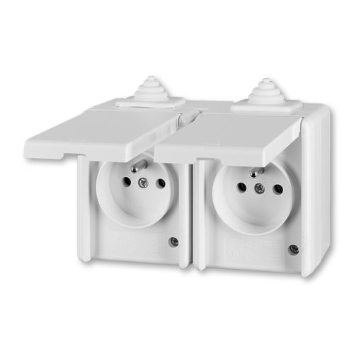 Zásuvka Praktik dvojnásobná IP 44, s víčky ABB 5518-2069 B