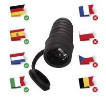 Zásuvka SCHUKO přímá guma, černá, IP44 (4)