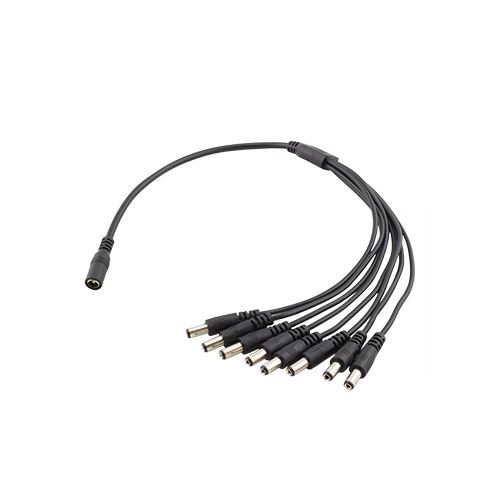 Rozbočovací kabel Y s konektory DC 5,5 x 2,1mm, 1x zásuvka na 8x vidlice, černý