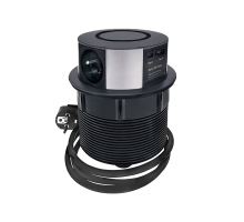 Solight 3z + USB A+C 20W PD, Wireless 10W, výsuvný blok zásuvek, 2m,  černý (1)