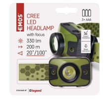 CREE LED čelovka P3539, 330 lm, 200 m, 3× AAA (1)