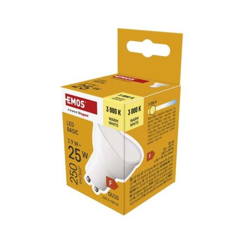 LED žárovka Basic MR16 / GU10 / 2,9 W (25 W) / 250 lm / teplá bílá