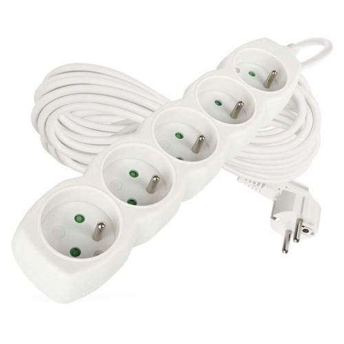 Prodlužovací kabel 5 zásuvek 10m, bílý