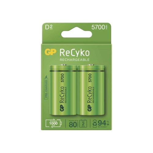 Batérie D (R20) nabíjacie 1,2V / 5700mAh GP Recyko 2ks
