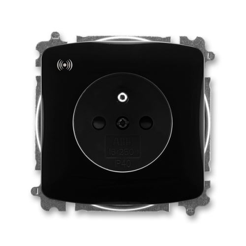 Zásuvka jednonásobná s přepěťovou ochranou s akustickou signalizací, černá, ABB Tango 5589A-A02357 N