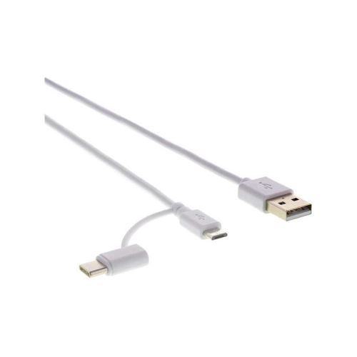 Kábel SENCOR SCO 522-015 WH USB 2.0/A/M-Micro B/C biely