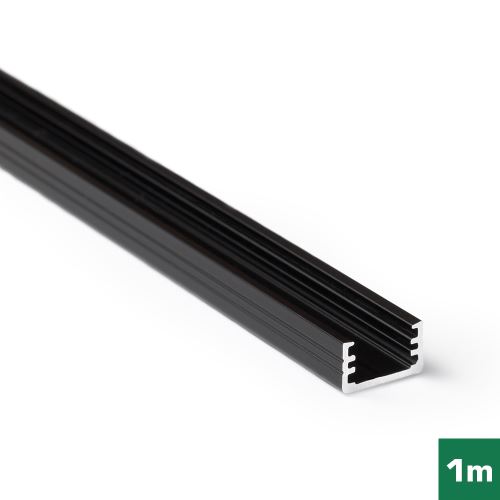 AL profil FKU22 A/Z pro LED, bez plexi, 1m, černý elox