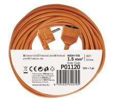 Predlžovací kábel spojka 20m 3x 1,5mm, oranžový (10)