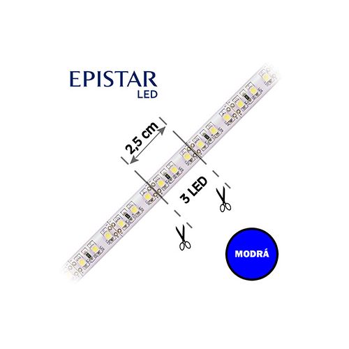 LED pásik 120LED / m, 3528, IP20, modrá, 12V, š.8mm, 5m