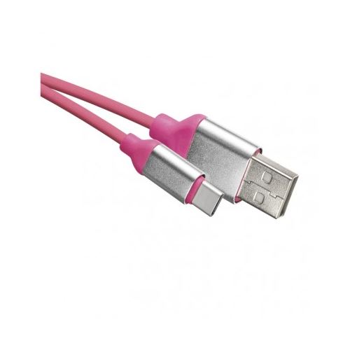 USB kabel 2.0 A/M - C/M 1m růžový