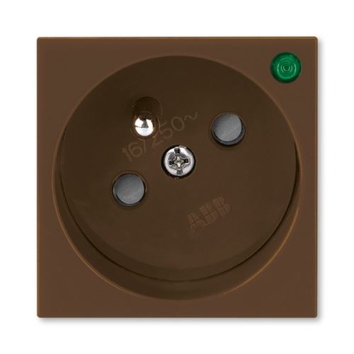 Zásuvka 45x45 s ochranným kolíkom, s clonou, sa signalizáciou prevádzkového stavu, hnedá, ABB Profil 45 5580N-C02357 H