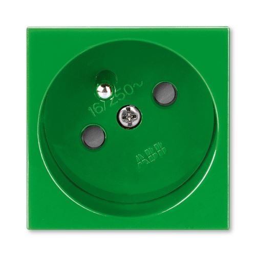 Zásuvka 45x45 s ochranným kolíkem, s clonkami, zelená, ABB Profil 45 5525N-C02357 Z