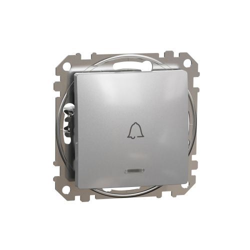 Sedna Design spínač 1/0So tlačítko "zvonek" bezšroubový aluminium