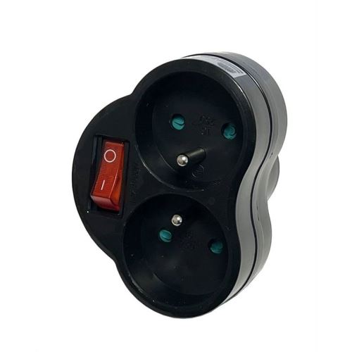 Konnoc DX-R2S 2-zásuvka s vypínačem černá