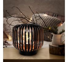 Solight kovová oválná lucerna se žárovkou s micro LED, teplá bílá, měděná, 3xAA, 18cm (1)