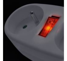 Solight rozbočka, 2 x 10A, bílá, vypínač (5)