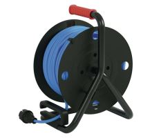 Počasie odolný predlž. kábel na bubne 50 m / 4 zásuvky / modrý / silikón / 230 V / 1,5 mm2 (13)