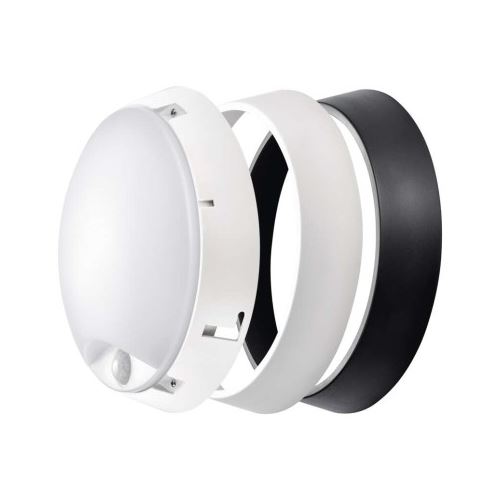 LED prisadené svietidlo s PIR, kruh čierna / biela 14W teplá biela