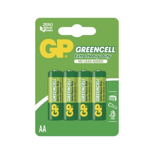Zinkochloridové batérie GP Greencell R6 (AA), blister