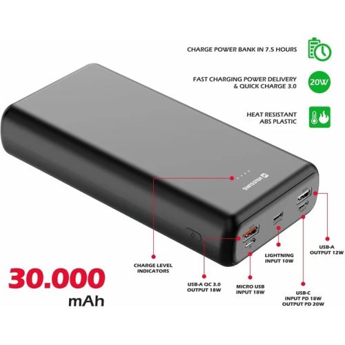 PowerBank SWISSTEN POWER LINE 30000mAh