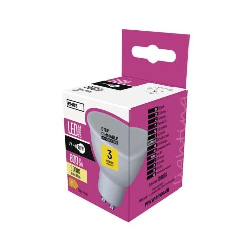 LED žárovka Classic MR16 / GU10 / 7 W (60 W) / 800 lm / teplá bílá / stmívatelná