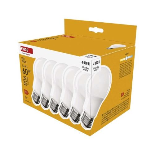 LED žárovka Basic A60 / E27 / 9,4 W (60 W) / 806 lm / neutrální bílá