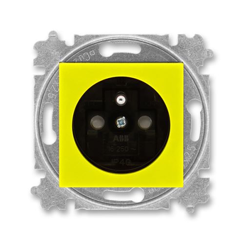Zásuvka jednonásobná, s clonkami, žlutá/kouřová černá, ABB Levit 5519H-A02357 64