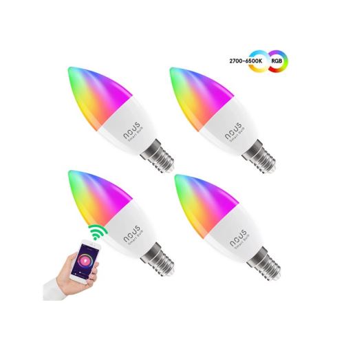 Smart LED žárovka E14 4,5W RGB NOUS P4/4pack WiFi Tuya sada 4ks