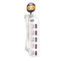 Solight prodlužovací přívod, 5 zásuvek, bílý, 6x vypínač, 3m (3)
