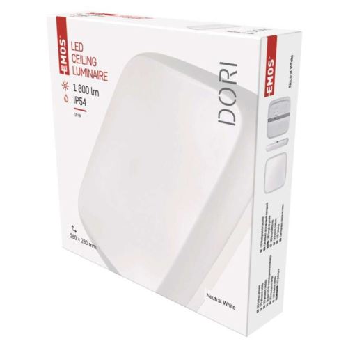 LED prisadené svietidlo Dori, štvorec 18W neutrálna biela IP54