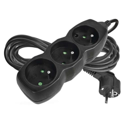 Prodlužovací kabel 3 zásuvky 5m, černý