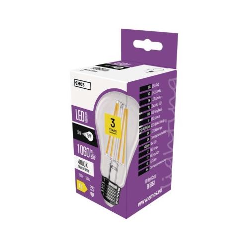 LED žárovka Filament A60 / E27 / 7,8W (75W) / 1060 lm / neutrální bílá