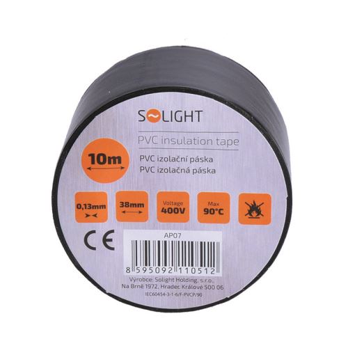 Solight izolačná páska, 38mm x 0,13 mm x 10m, čierna