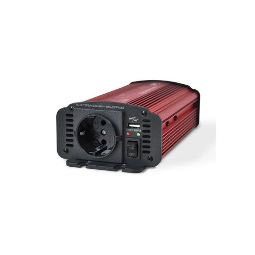 Měnič napětí GETI GPI 612 12V/230V 600W USB Schuko