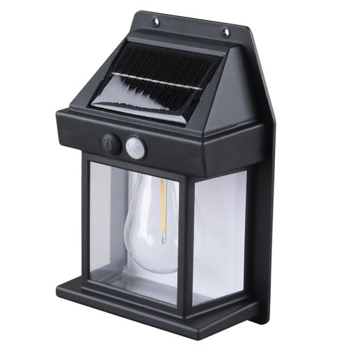 Solight LED solární lucerna nástěnná, teplá bílá, 12x17cm, černá