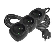 Prodlužovací kabel – 3 zásuvky, 5m, černý